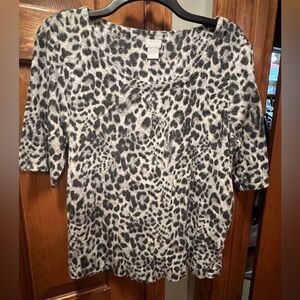 Chico’s Grey Leopard Sweater